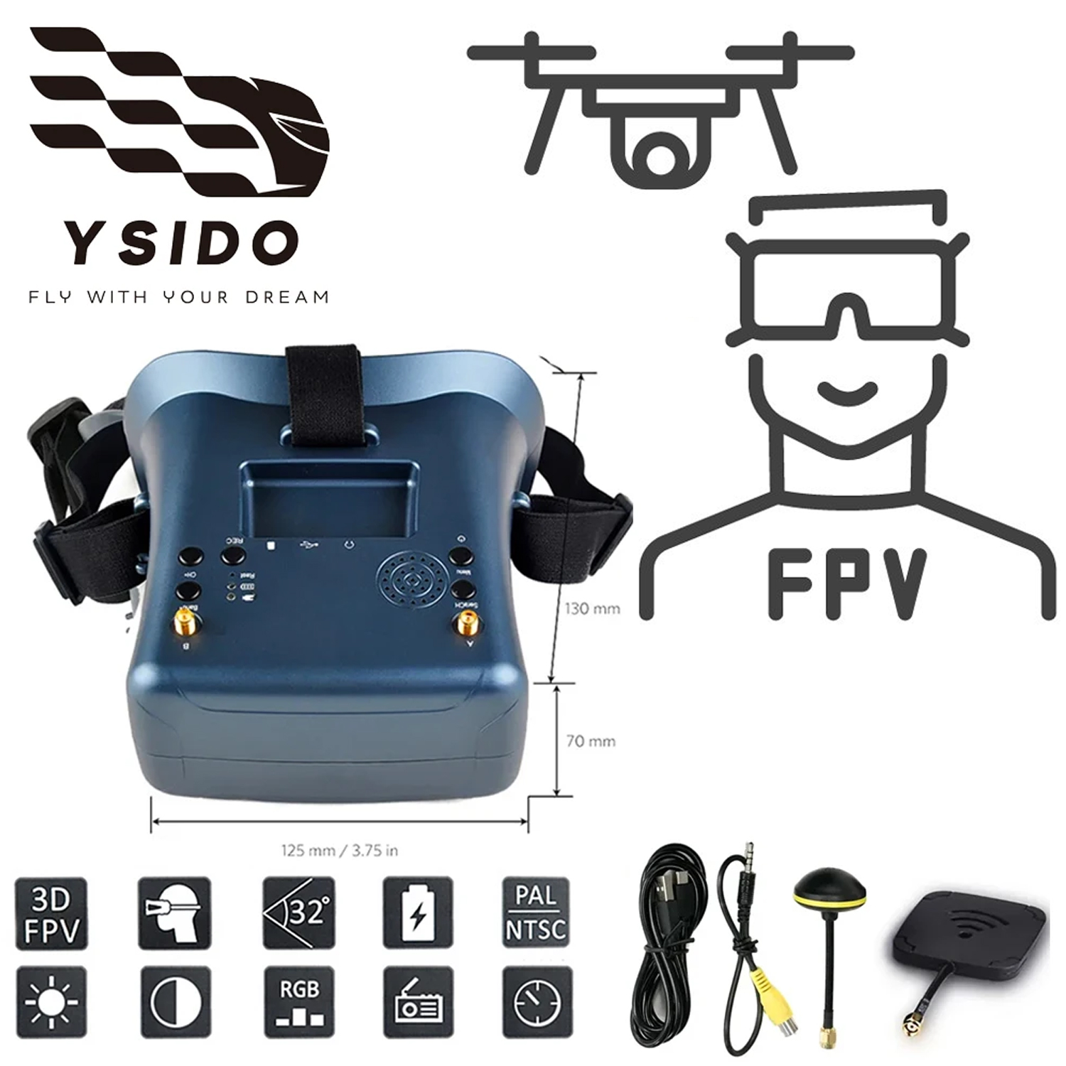 Skyzone Sky04O Pro Fpv Goggles - Óculos fpv 008d 5.8g 40ch 4.3